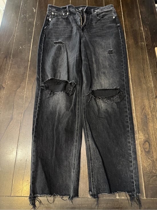 American Eagle Outfitters Denim - American Eagle Outfitters Strigid Womens Black Distressed Straight Jeans Size 10